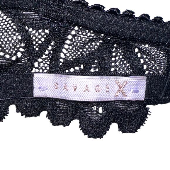 Savage x Fenty Black Lace Not Sorry Lightly Lined Balconette Bra Size 32C - Picture 4 of 15
